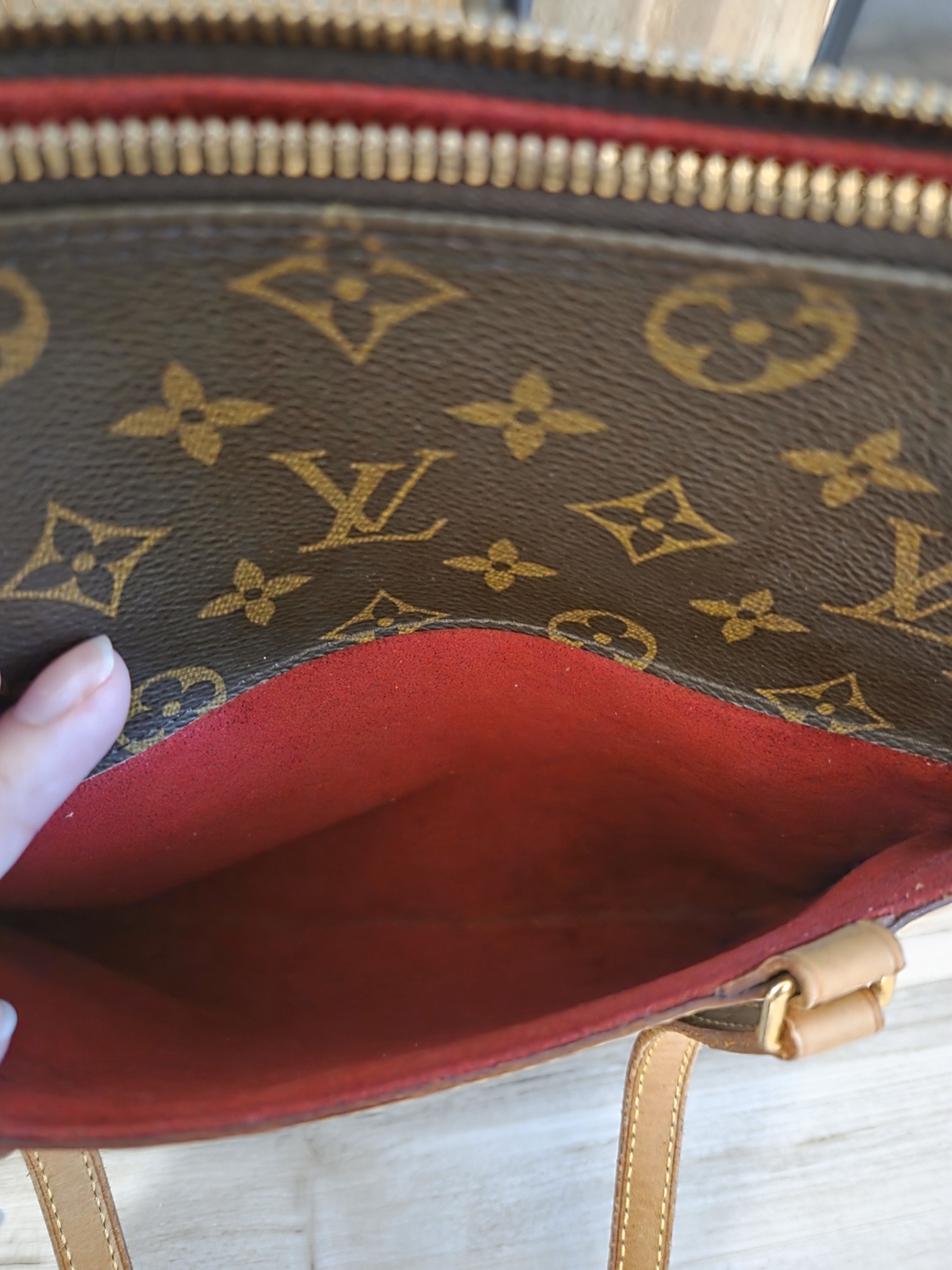 Louis Vuitton Brown Monogram Canvas Shoulder Tote - Picture 7 of 12